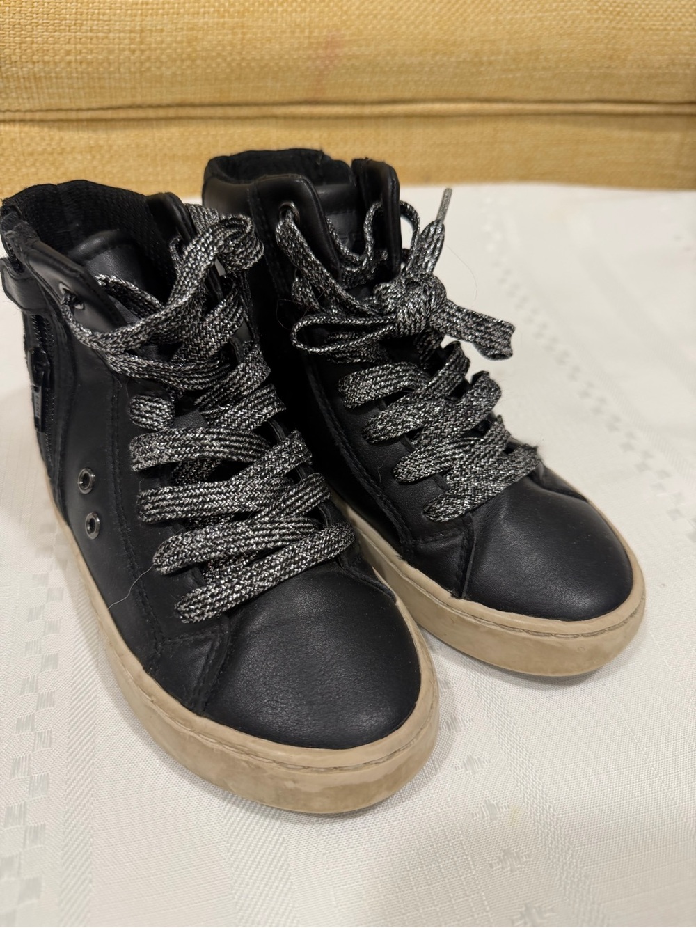 Geox Black High-Top Sneakers with Gray Accent Laces
